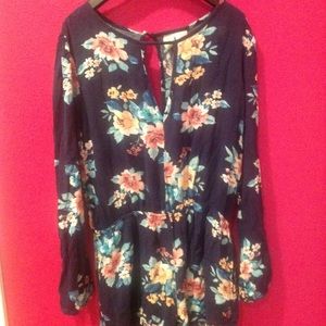 blue floral romper
